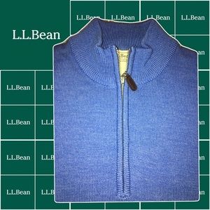 LL Bean Men's Quarter Zip 100% Merino Wool Medium